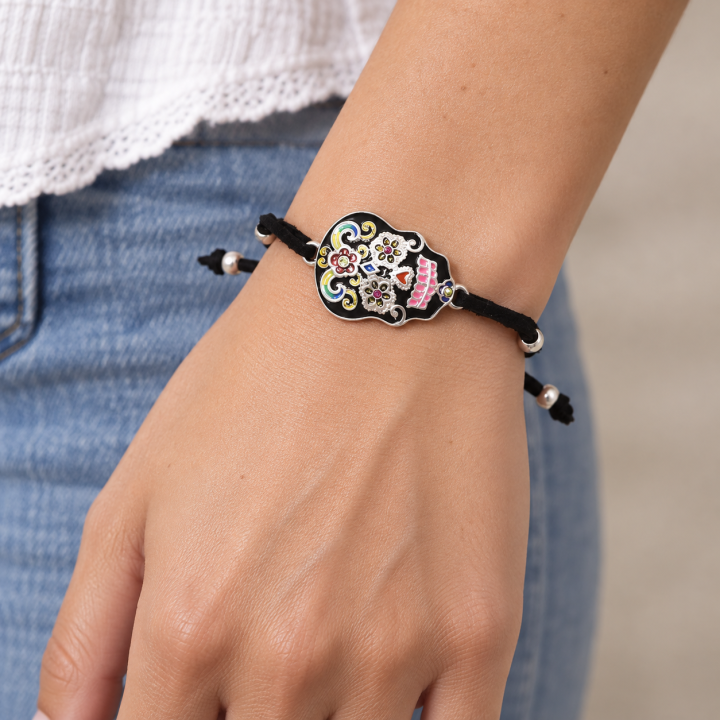 Colorful Sugar Skull Adjustable Cord Bracelet