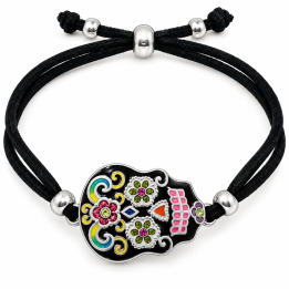 Colorful Sugar Skull Adjustable Cord Bracelet