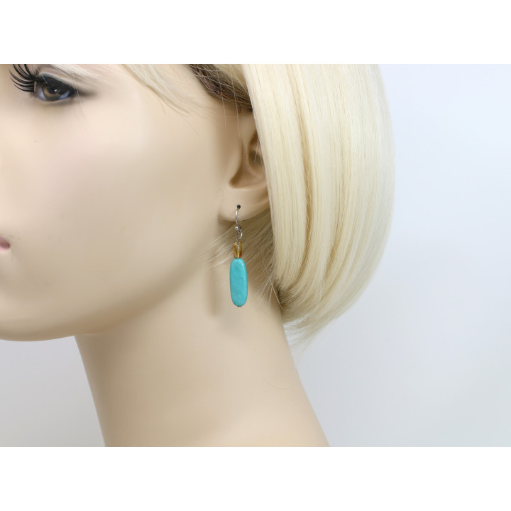 Turquoise Color Mixed Bead Layered Necklace and Earring Set