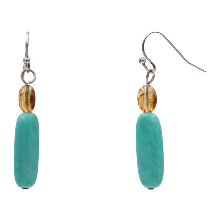 Turquoise Color Mixed Bead Layered Necklace and Earring Set