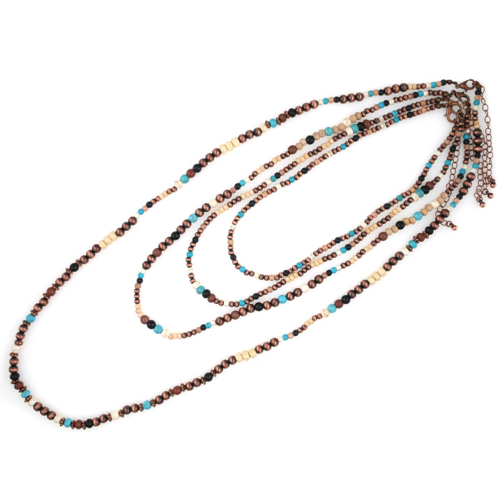 Earth Tone Layered Bead Necklace and Earring Set