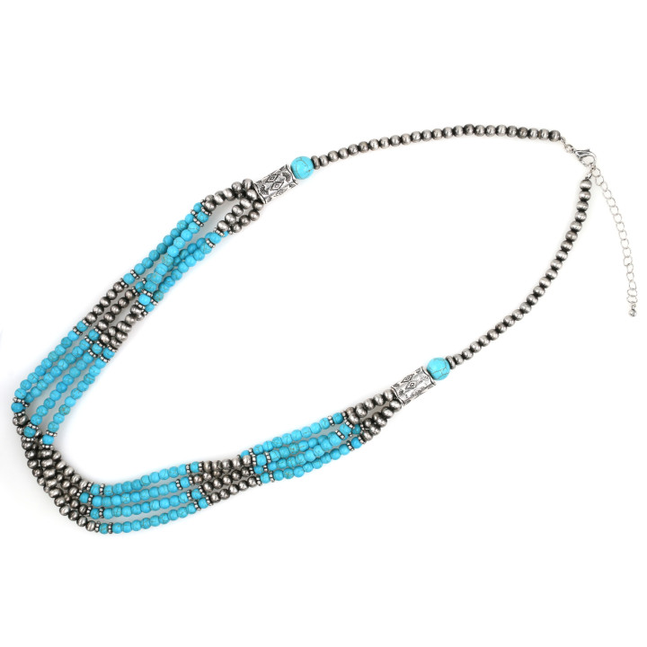 Turquoise Color Beaded Statement Necklace and Earring Set