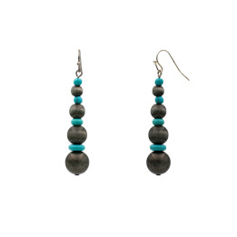Turquoise Color and Copper Tone Graduated Bead Drop Earrings