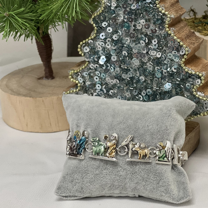 Colorful Christmas Nativity Scene Link Bracelet
