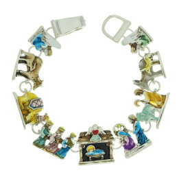 Colorful Christmas Nativity Scene Link Bracelet
