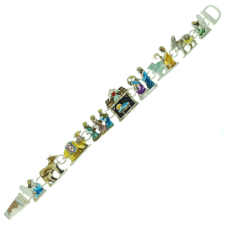 Colorful Christmas Nativity Scene Link Bracelet